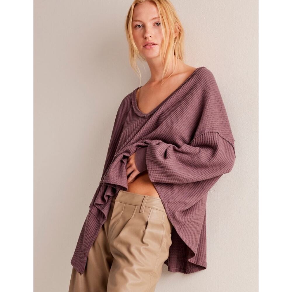 Free People purple waffle knit thermal